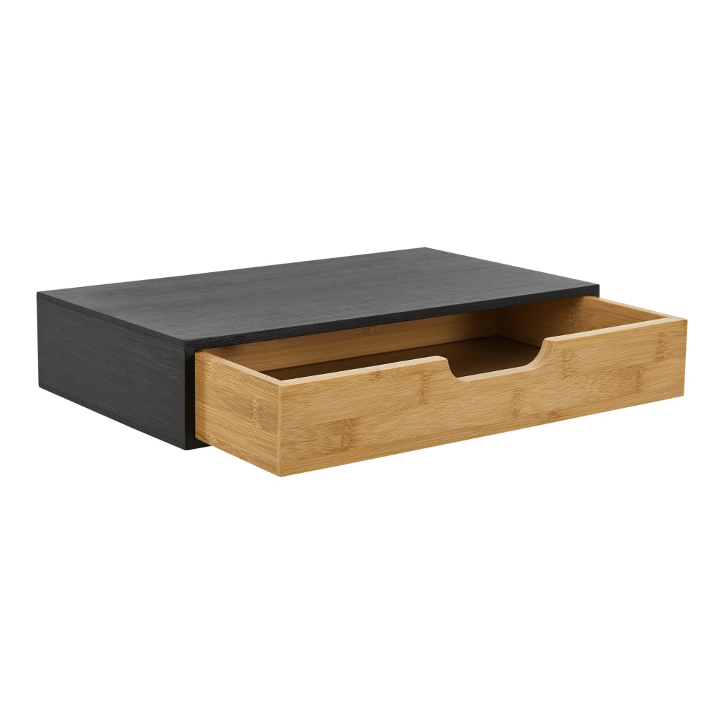 Set Bokn di 2 Mensole con Cassetto Integrato 40 x 24 x 8 cm Bambù - Nero [en.casa]