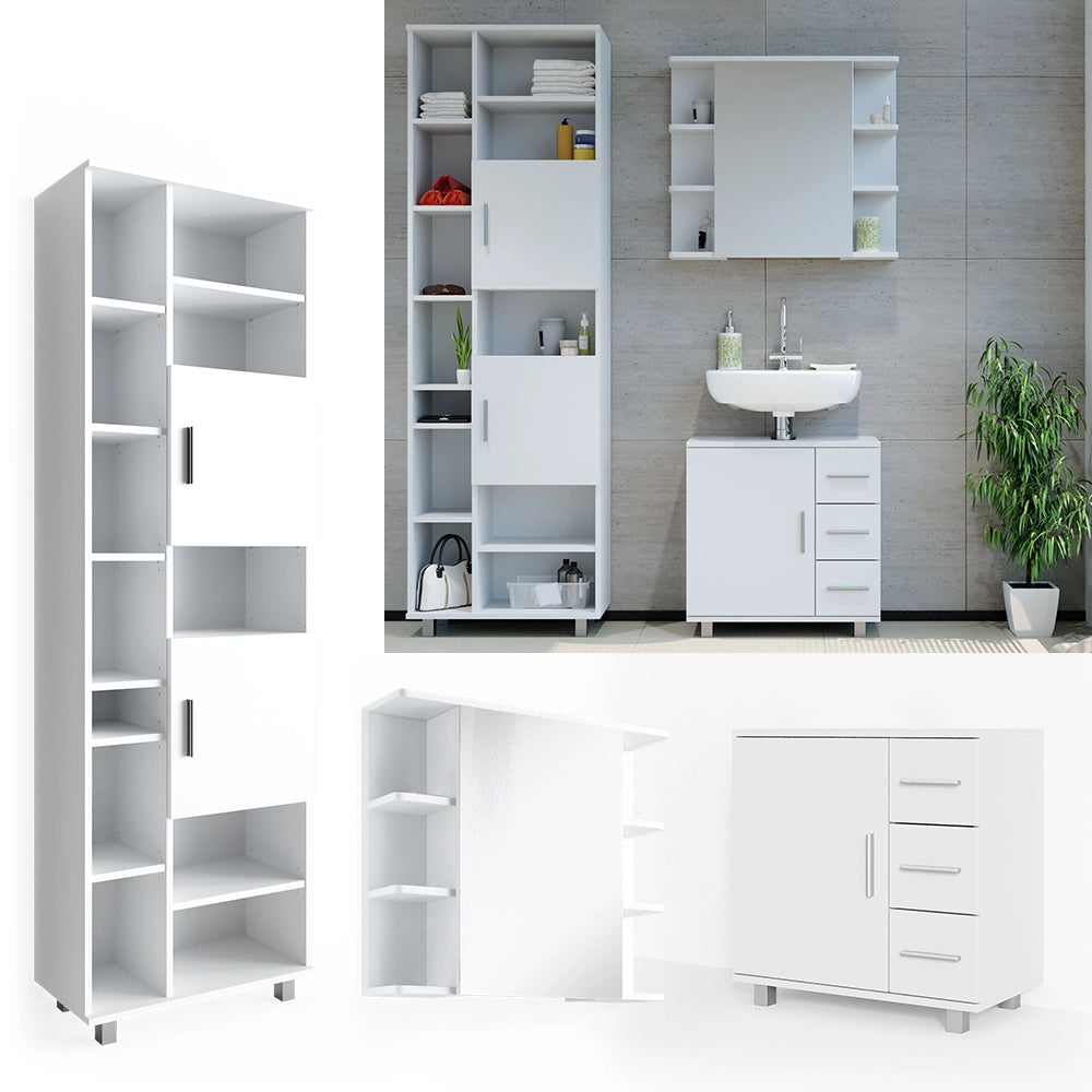 Vicco Set mobili bagno Bianco 3 pezzi, con base 60 cm