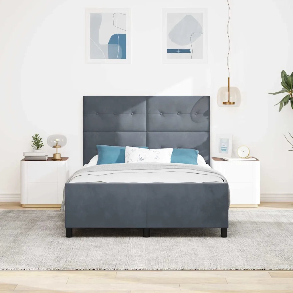 Letto a molle con testiera Grigio scuro 140 x 200 cm Velluto