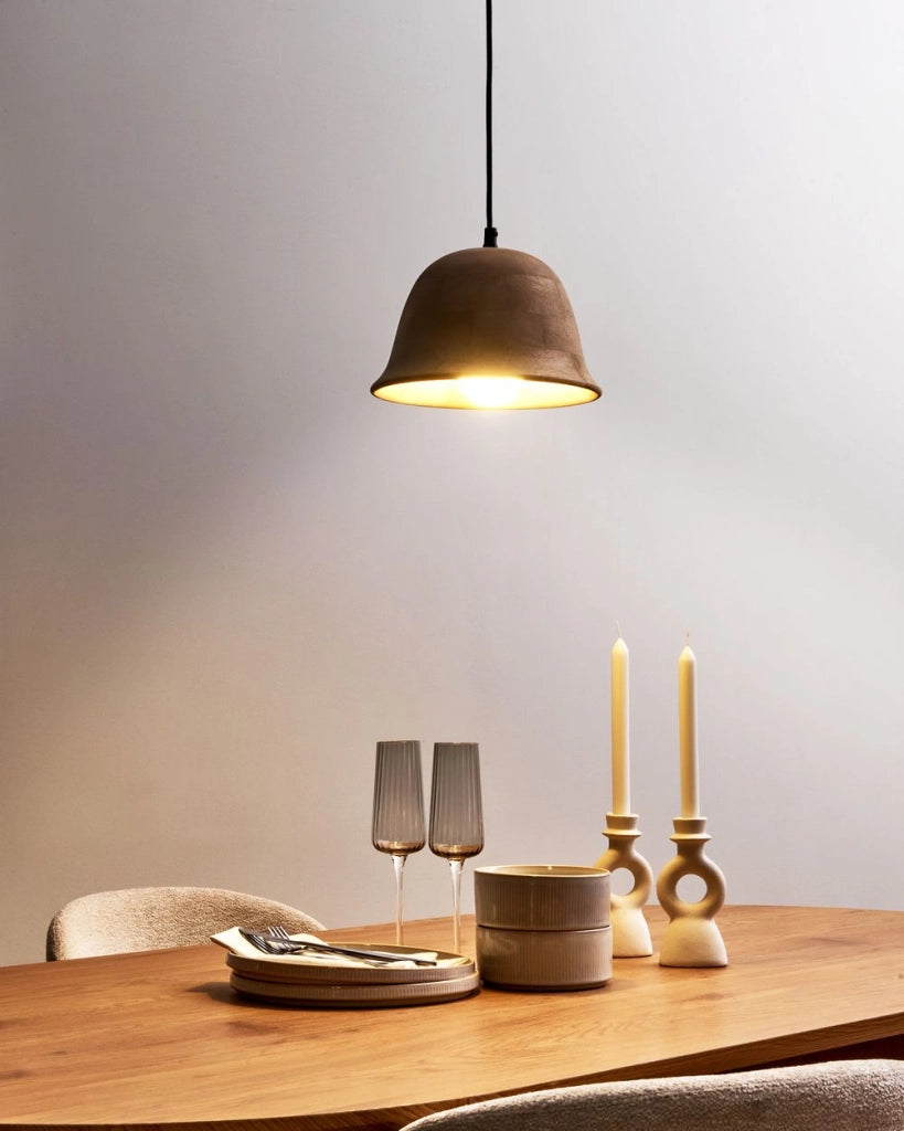 Lampadario rotondo in legno di mango chiaro paralume regolabile appeso lampada da soffitto