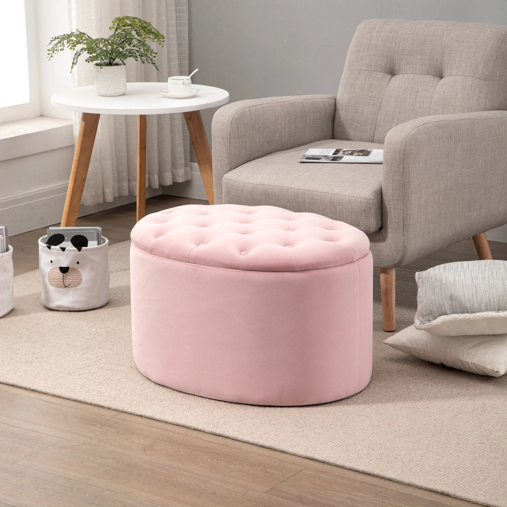 Pouf Contenitore Imbottito in Velluto ¨C Zephmum ¨C Rosa