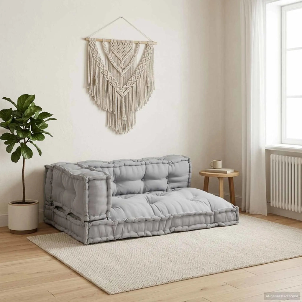 Cuscino per Divano Pallet 3 pcs Grigio 120 x 80 x 38 cm Tessuto 4019098