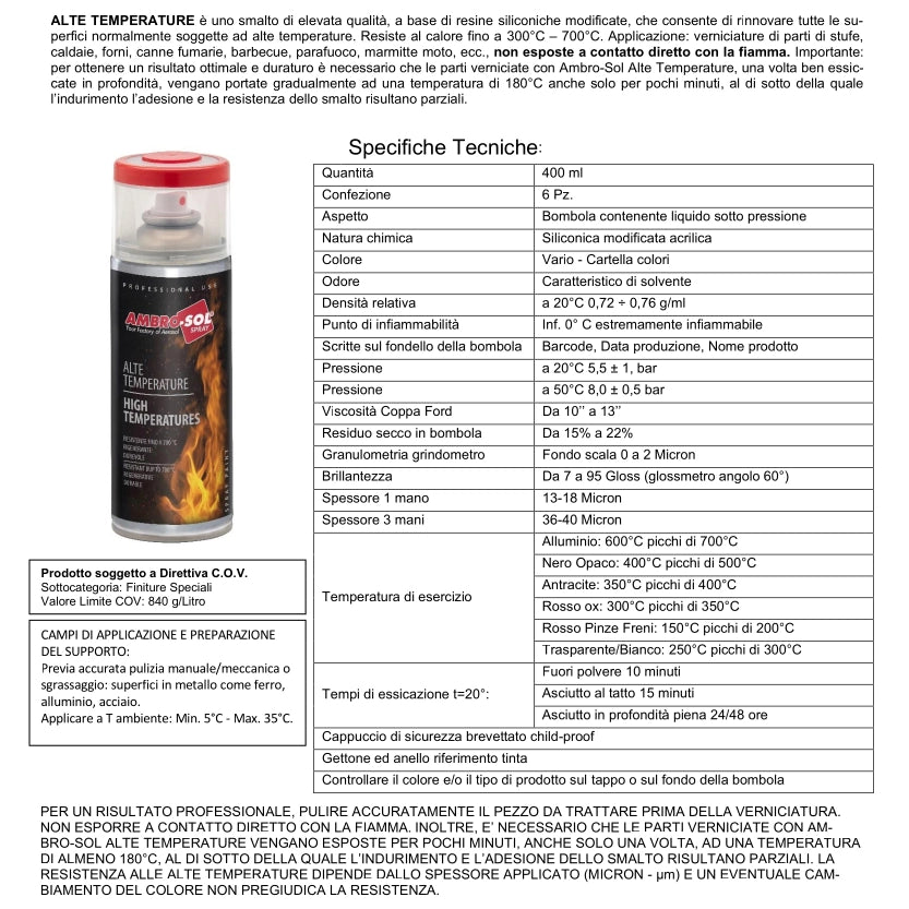 VERNICE ALTE TEMPERATURE 400ML ROSSO FRENI SPRAY