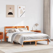 Giroletto con Testiera Marrone Cera 140x200 cm Massello Pino 3306559