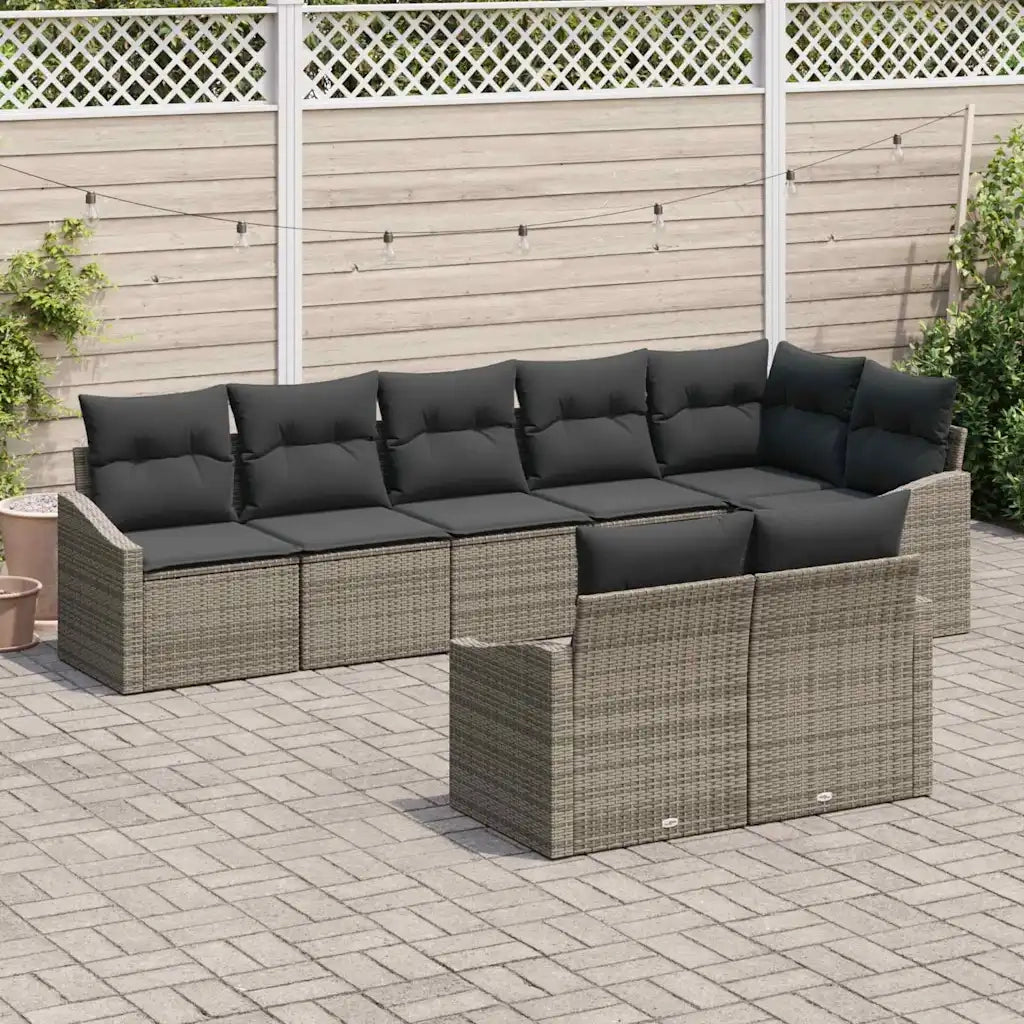 Set di divani con cuscino 8 pcs Grigio polyrattan 3346769