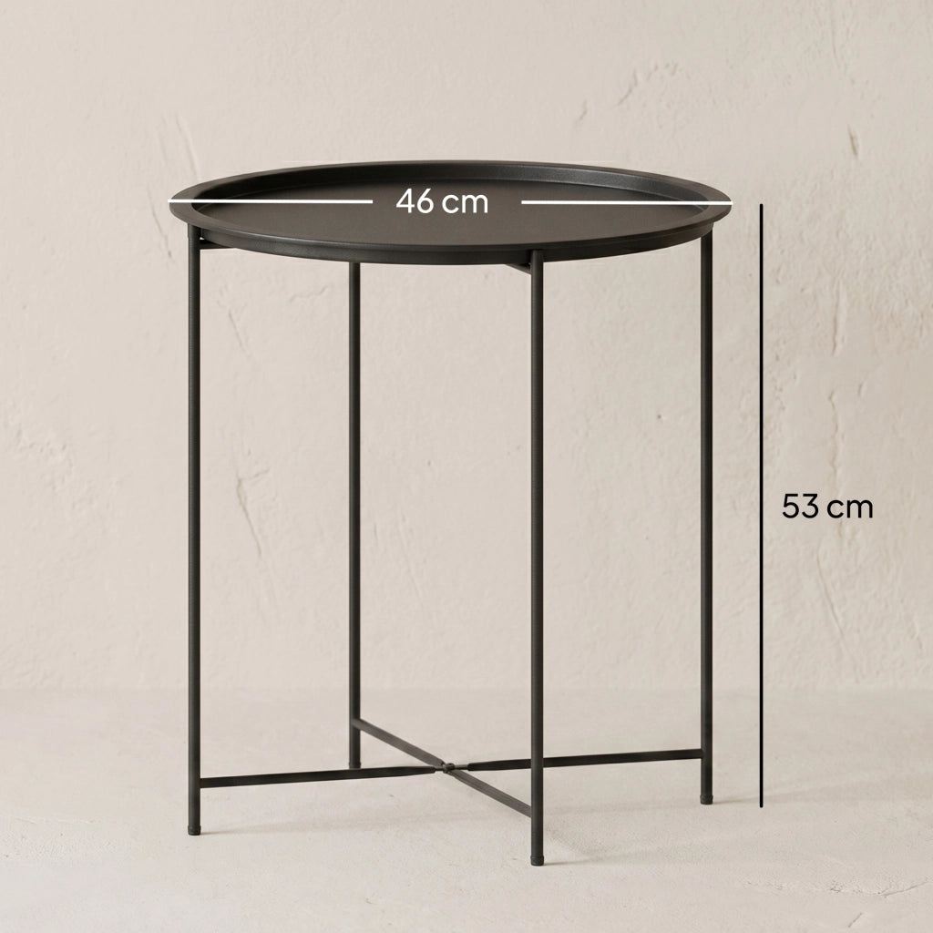 Tavolino da caff¨¨ rotondo ¨C Xylo ¨C Acciaio nero con vassoio estraibile ?46x50 cm