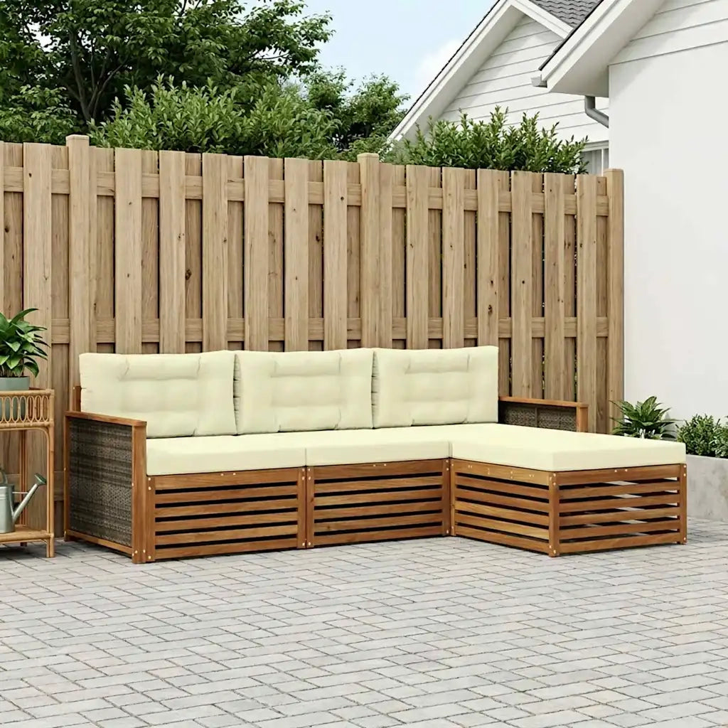 Set di divani da esterno Naturale e Crema 249,5 x 162,5 x 73 cm 3383198