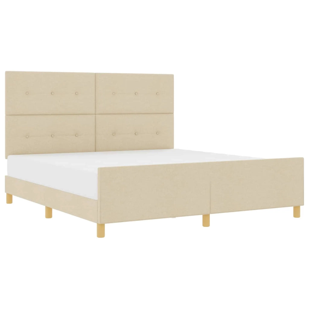 Struttura del letto con testiera Crema 180 x 200 cm Tessuto 3344751