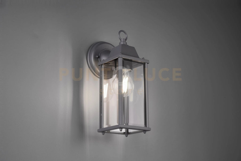 OLONA APPLIQUE DA ESTERNO DOWN FUSIONE DI ALLUMINIO VERNICIATA ANTRACITE CON DIFFUSORE VETRO TRASPARENTE IP23 H.29,5CM 1 LUCE ATTACCO E27