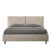 BS COM Letto queen size con rete imbottito 150x200 microfibra sabbia Large