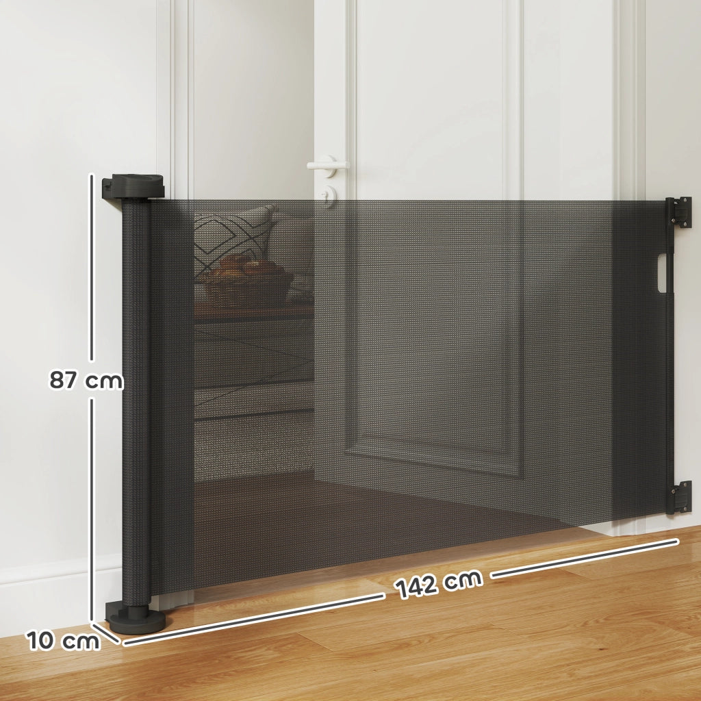 Barriera di Sicurezza per Cani Retrattile ¨C Minimal ¨C Nero 142x10x87 cm