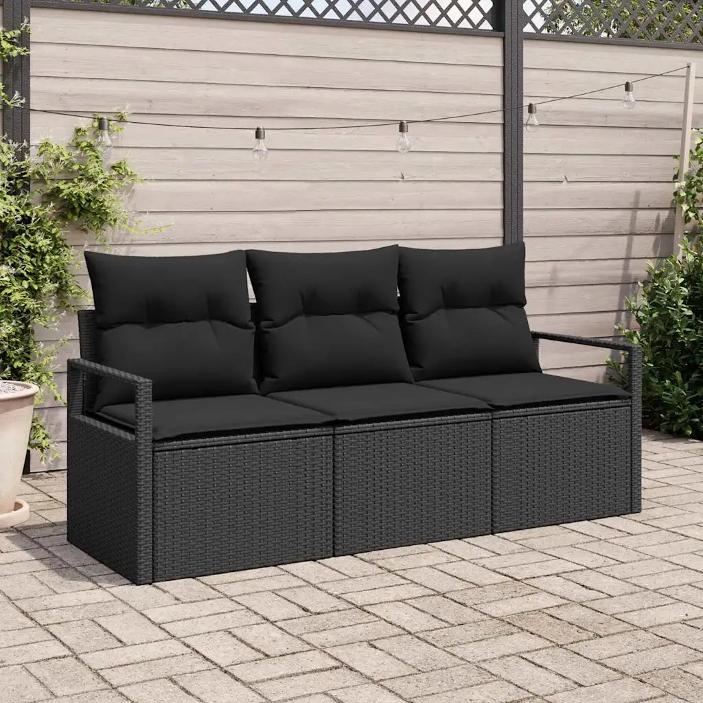 Set di divani 3 pcs Nero polyrattan