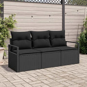 Set di divani 3 pcs Nero polyrattan