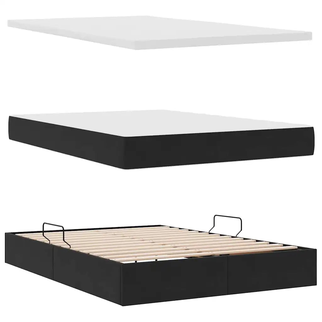 Letto con contenitore e LED con led Nero 140 x 190 cm Velluto 3371393