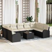 Set di divani con cuscino 10 pcs Nero Rattan in Polipropilene 3346207