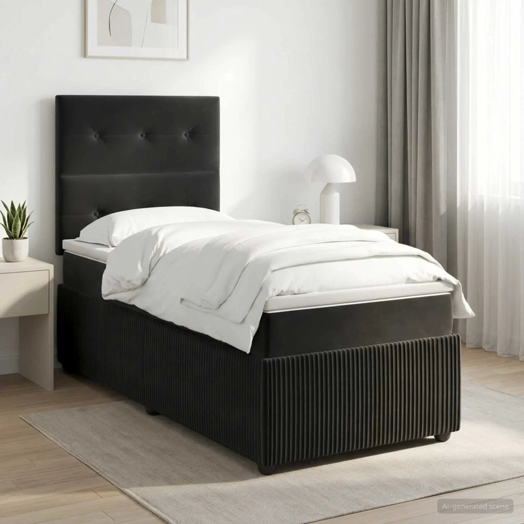 Letto box spring con materasso Nero 80 x 200 cm Velluto 3454495