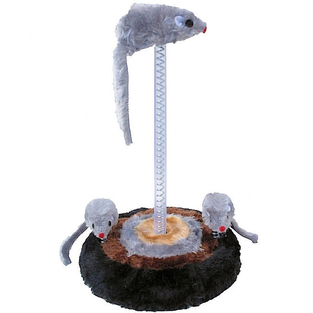 Trade Shop - Gioco Per Gatto Con 3 Topi 15 X 26 Cm Play Set Gatti Giochi Passatempo Animali -