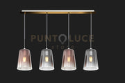 SOSPENSIONE OTTONE SAT. RETTANGOLARE 4 LUCI (2 RA + 2 CR) 1164OS-S4 R-RC