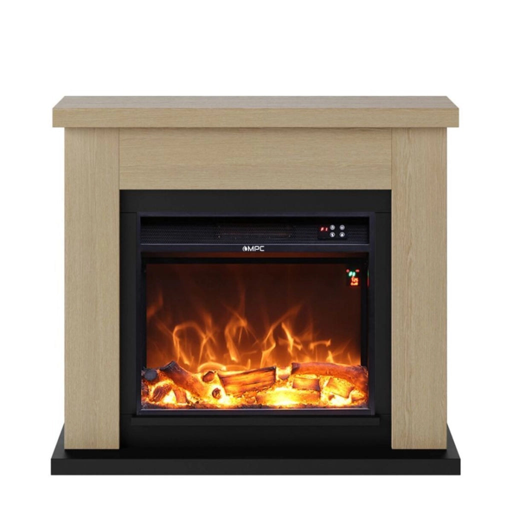 Camino Elettrico da Pavimento 99x88,3x25 cm Effetto Fiamma 1500W Sined Asciano Rovere
