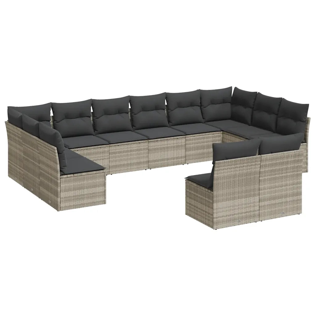 Set Divano Giardino 12 pz con Cuscini Grigio Chiaro Polyrattan