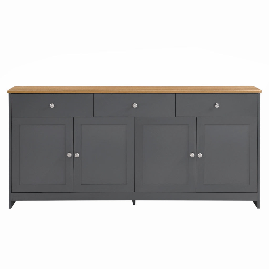 Sideboard in legno venato grigio e nero - Zephmum- 4 ante 3 cassetti