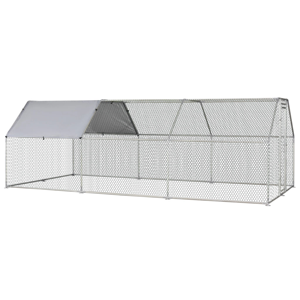 Recinto Gabbia per Galline in Metallo Galvanizzato Impermeabile, Pollaio con Porta e Copertura Oxford, 280x570x195cm