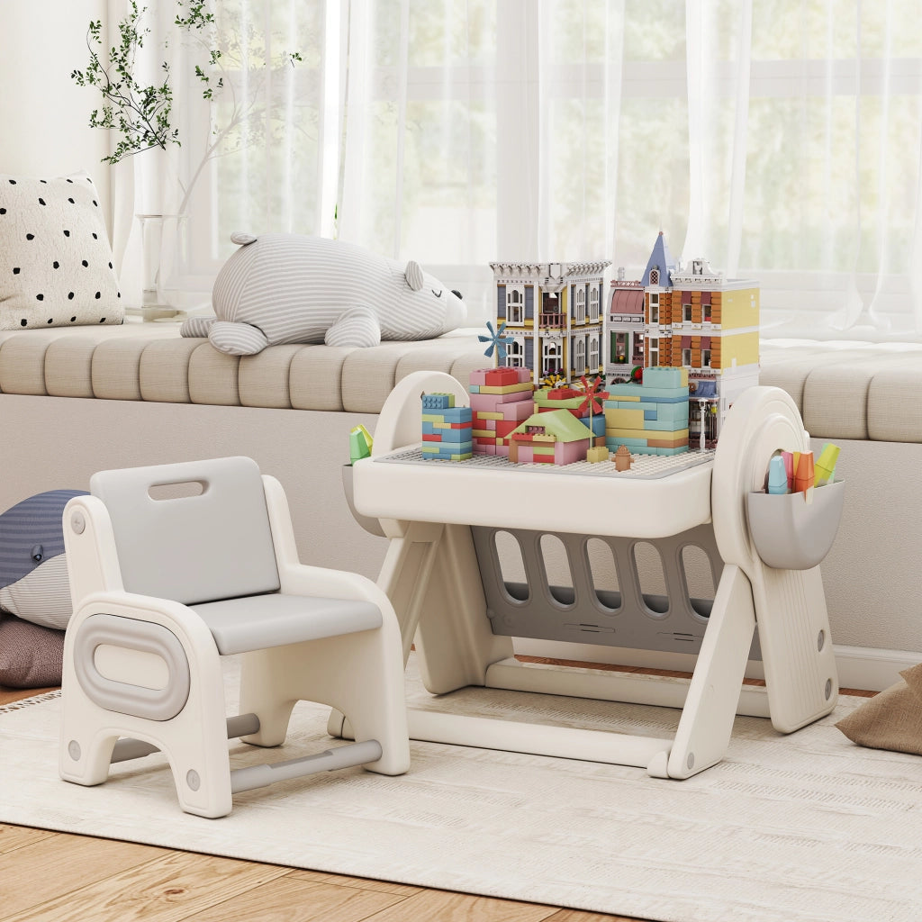 Tavolo per Bambini con Cassetti ¨C Minimal ¨C Grigio e Bianco