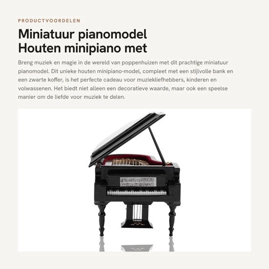 Miniatura di Pianoforte in Legno - Pianoforte Miniatura con Sedia - Regalo Musicale per Compleanno/Natale - Decorazione per Casa dei Bambolini - Inclusa Scatola di Regalo in Legno - Cassetta a Coda con Suono Realistico
