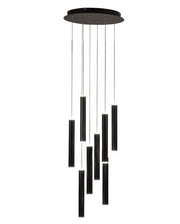 Lampada a sospensione circolare Prado 8 luci Fabas Luce - LED 52 W dimmerabile - Nero opaco Rosone rotondo