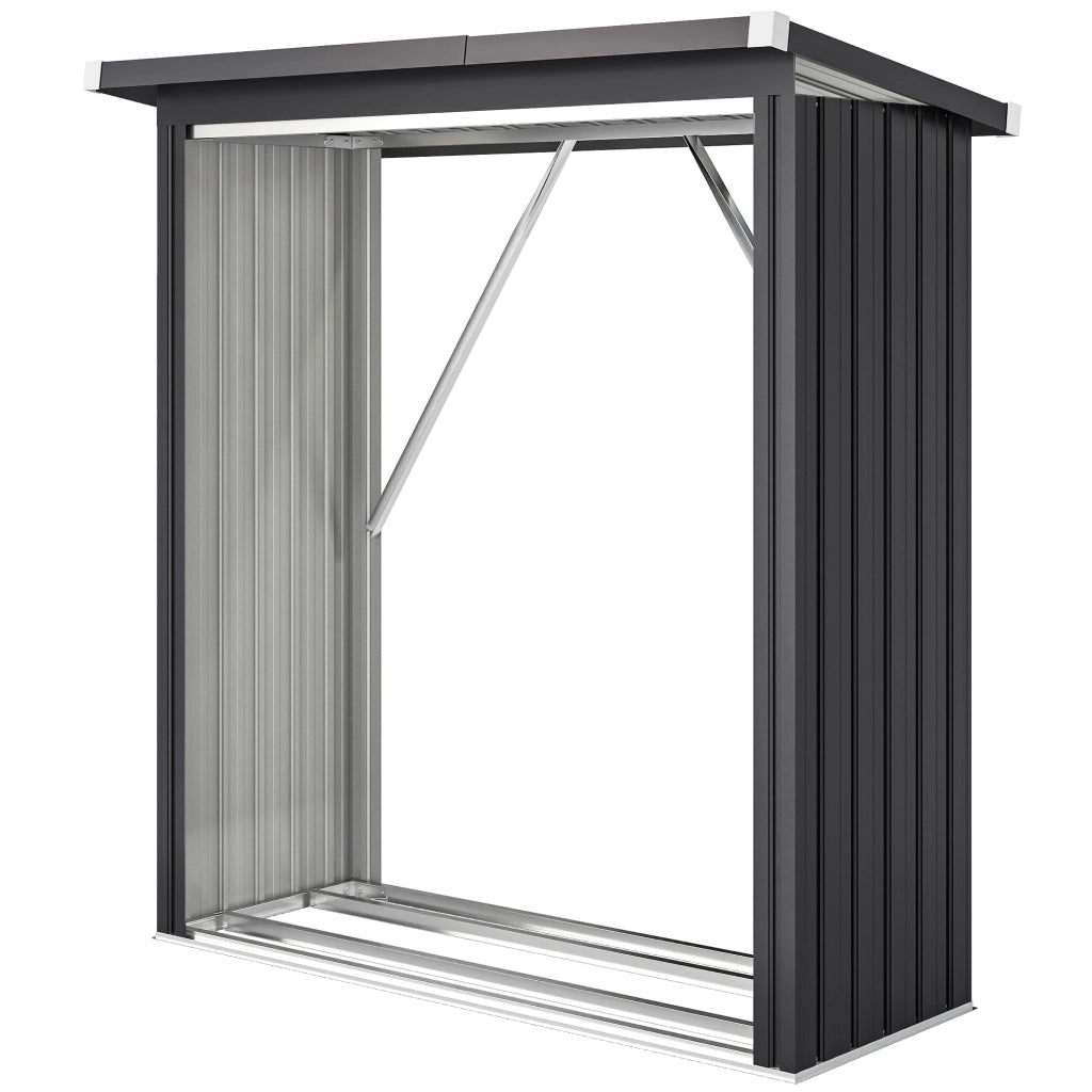 Capanno per legna da ardere ¨C Zephmum ¨C Acciaio, tetto spiovente, 150x66.5x150 cm, grigio scuro