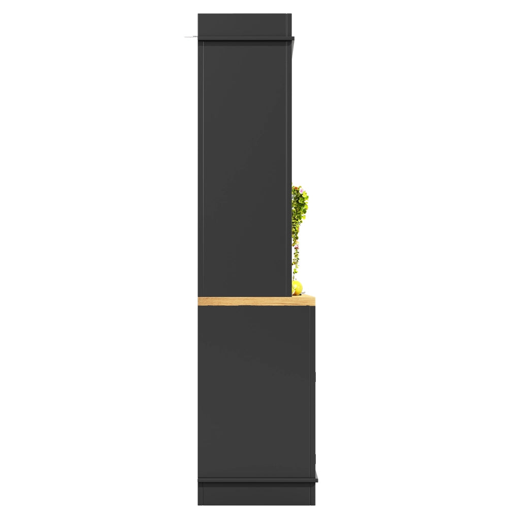 Credenza Alta con Ripiani Aperti e LED ¨C MINIMAL ¨C Nero 107x43x184 cm