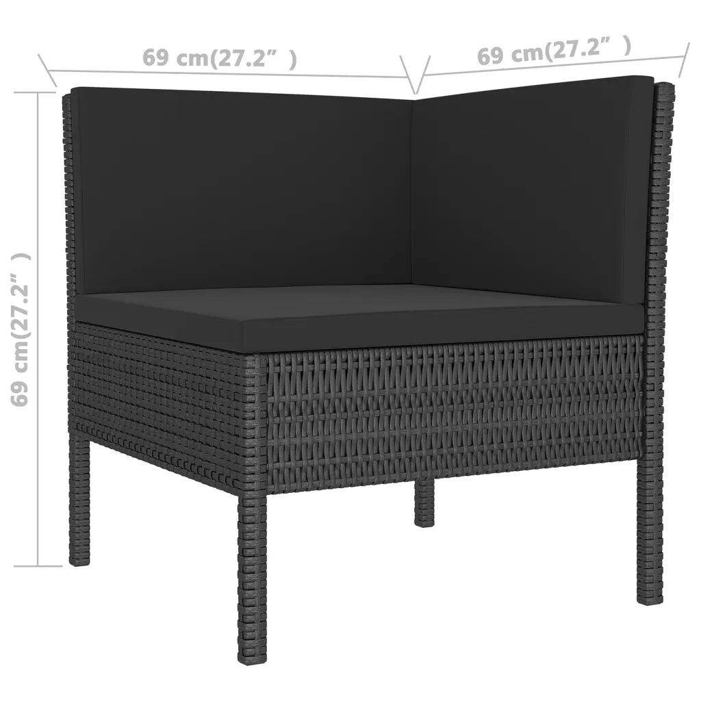 Set Divani da Giardino 8 pz con Cuscini in Polyrattan Nero 3094545