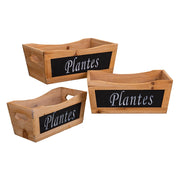Set di 3 scatole in legno marrone
