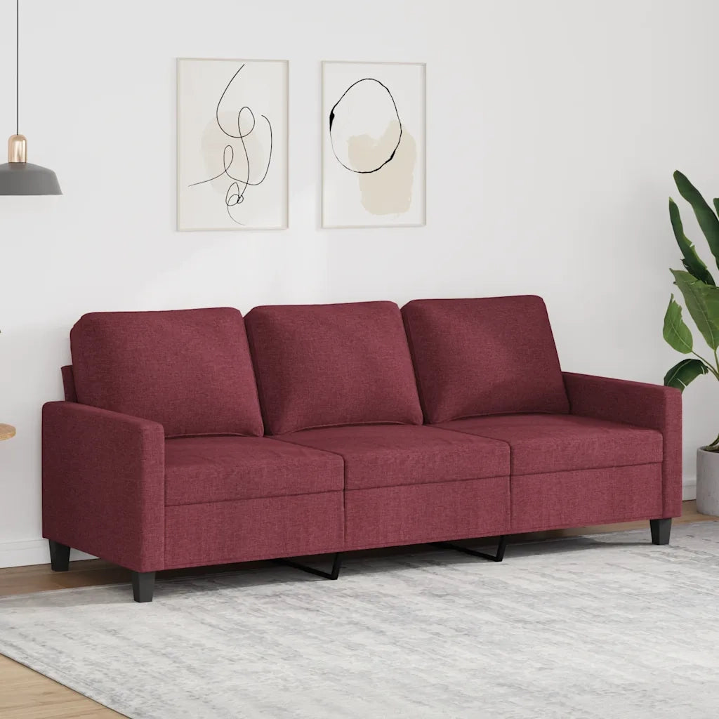 Divano a 3 Posti-Sofa 3 Posti Rosso Vino 180 cm in Tessuto 803639