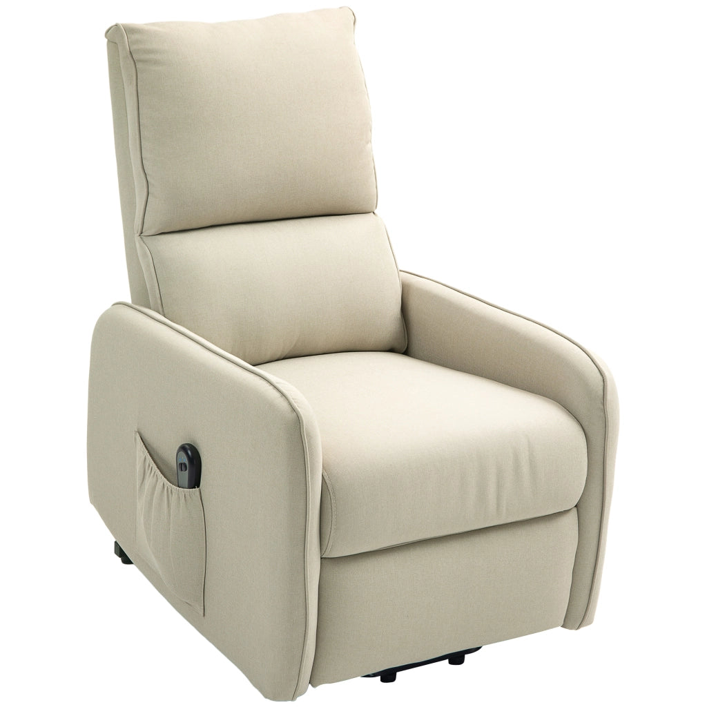Poltrona Alzapersona Elettrica Reclinabile ¨C Xylo ¨C Tessuto Beige con Telecomando