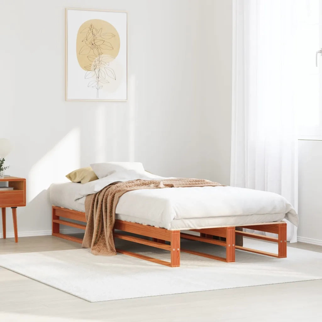 Letto senza Materasso-Struttura Letto Marrone Cera 100x200 cm in Legno di Pino 130110