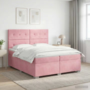 Letto box spring con materasso Rosa 200 x 200 cm Velluto 3453715
