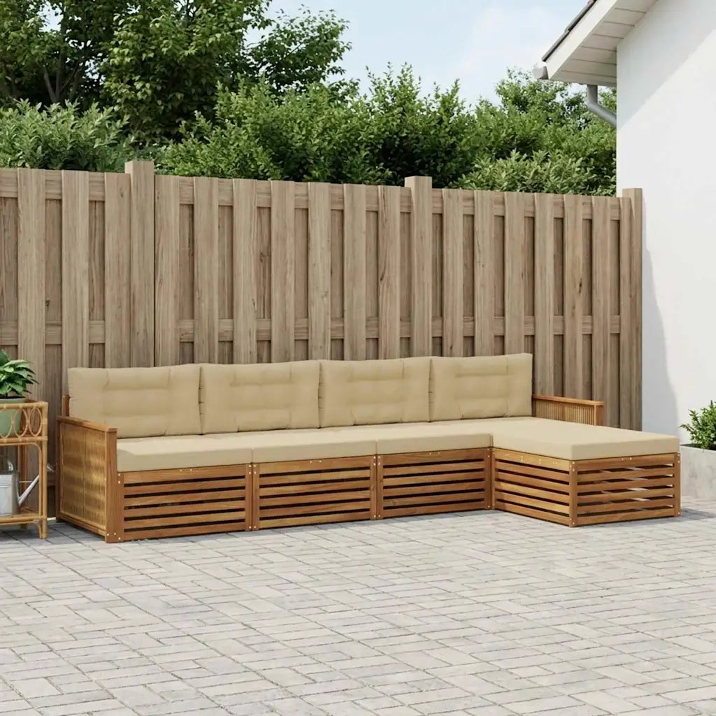 Set di divani da esterno con cuscino 5 pcs Naturale e Beige 3383241