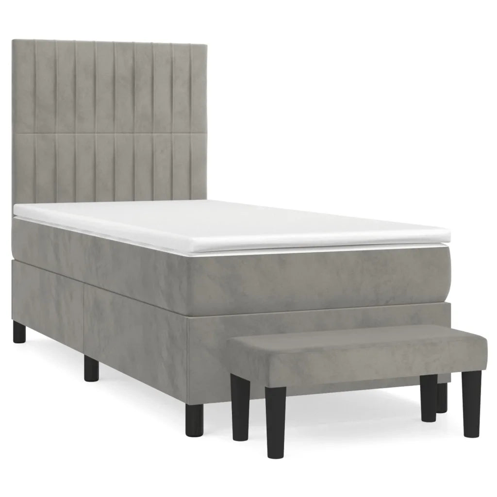 Giroletto a Molle con Materasso-Struttura Letto Grigio Chiaro 80x200 cm Velluto 508290