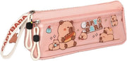 Etui per capybara, grande custodia per studenti, borsa portatile imbottita per attrezzature da ufficio, rosa.