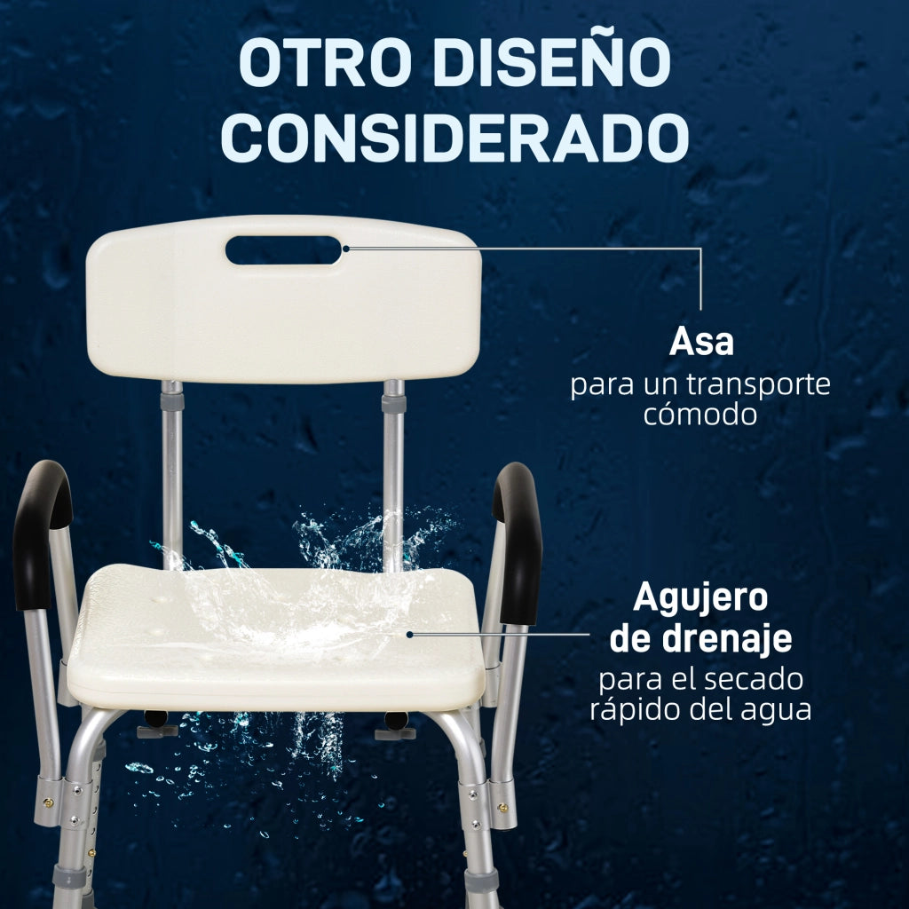 Sedia da Doccia per Anziani con Braccioli Regolabile ¨C Minimal ¨C Grigio