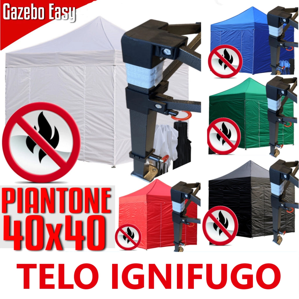 Gazebo 3x3m nero certificato IGNIFUGO SENZA laterali pieghevole portatile estendibile richiudibile estensibile acciaio per fiere eventi stand chiosco tenda tendone mercato mercatino