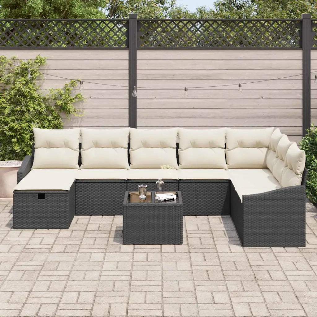 Set Divano da Giardino con cuscino 9 pcs polyrattan