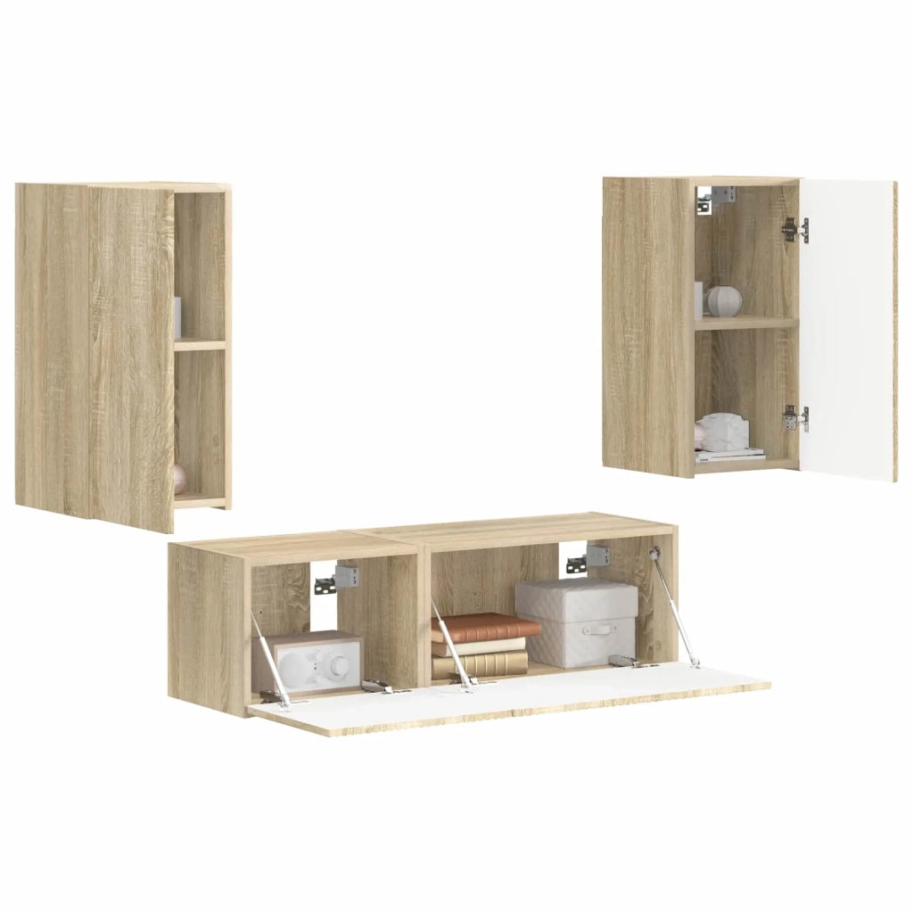 Set di Mobiletto da TV a Parete 4 pcs Rovere Sonoma