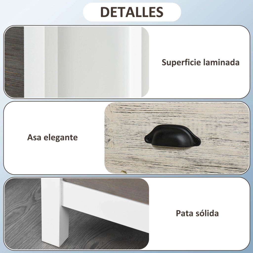Comodino con 3 cassetti ¨C Minimal ¨C Bianco 50x38x65 cm