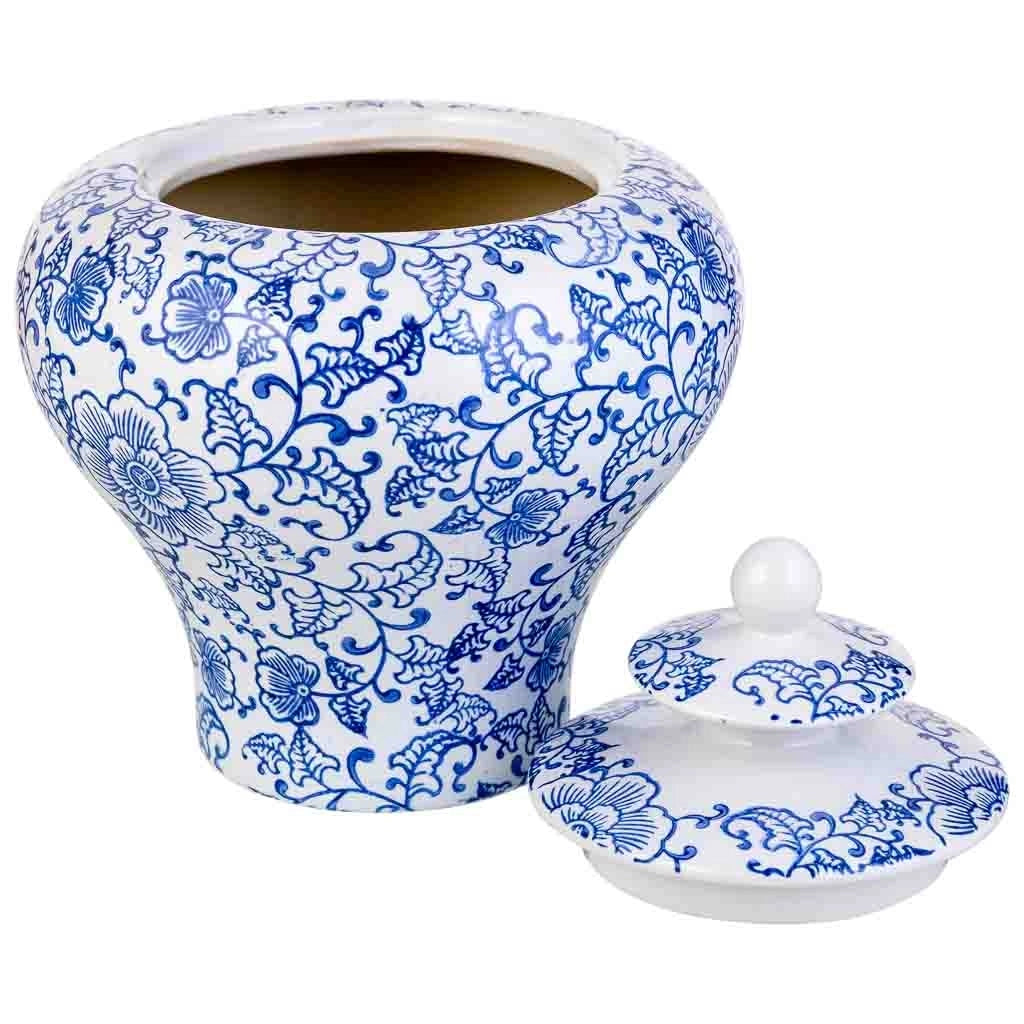 Vaso in ceramica bianca e blu, D23x28h cm