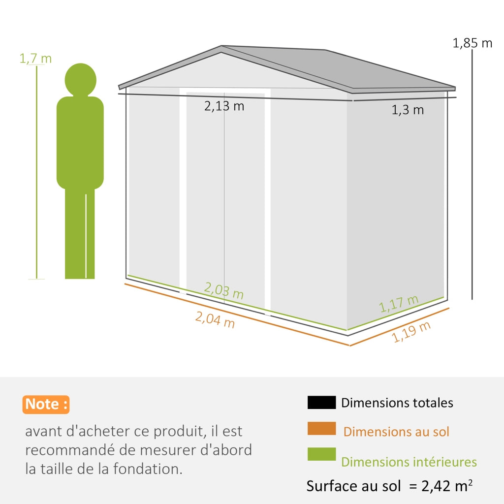 Casetta da giardino ¨C zephmum ¨C 2,5 m2 verde acciaio