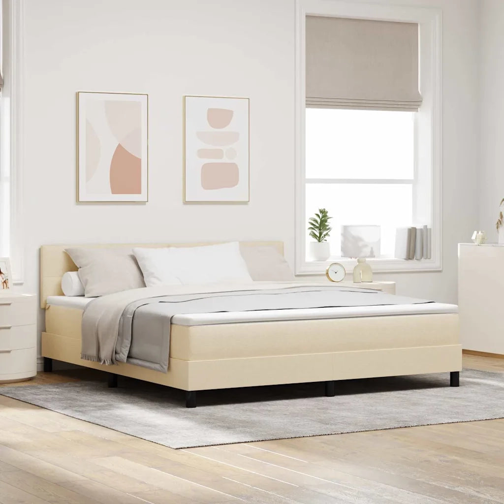 Letto a molle con materasso con led Crema 180 x 200 cm Tessuto