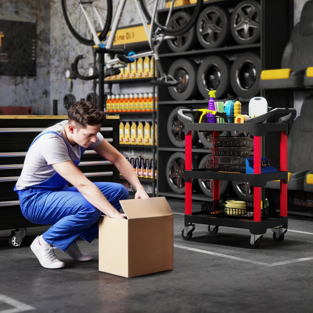 Carrello per attrezzi con 3 livelli ¨C Minimal ¨C Nero, plastica