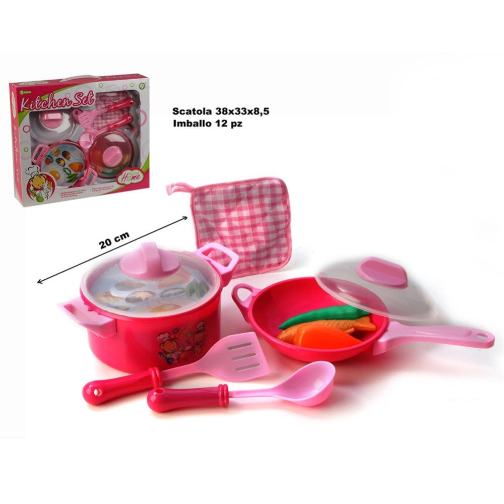 Trade Shop - Set Accessori Cucina Con Pentole Padelle E Coperchi Grandi Gioco Per Bambine -